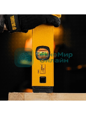 Уровень алюминиевый Denzel магнит., фрезерованный, 3 глазка (1 зеркал.), 0,5 мм/м, 800 мм