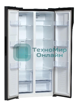 Холодильник Hyundai CS4505F черная сталь двухкамерный Side by Side 271/165л морозилка сбоку