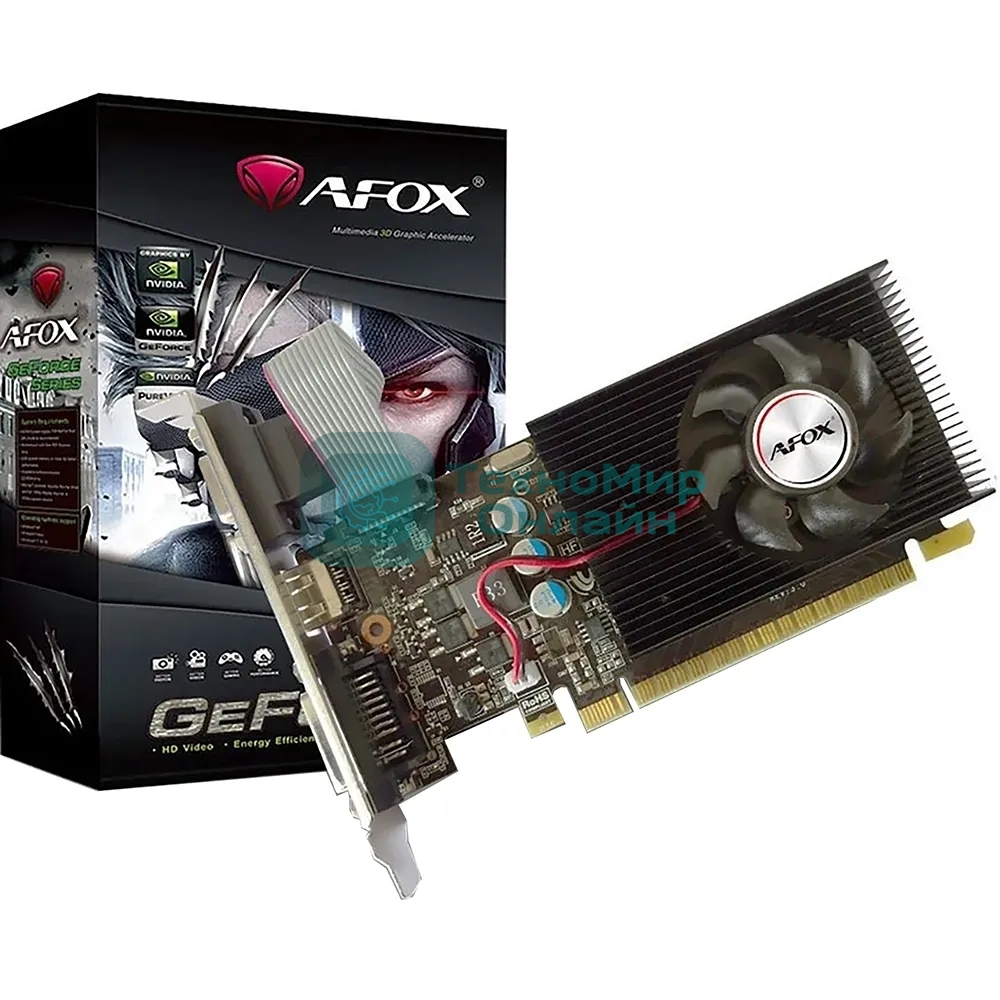 Видеокарта AFOX GT730 2Gb DDR3 PCI-E2.0 2ГБ DDR3, 128 бит, DVI-I, HDMI, VGA (D-Sub), GPU 700 МГц