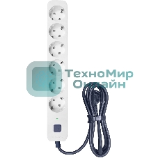 Сетевой фильтр Powercom SP-06W 5,0 м 5.0м, 6 розеток, белый/серый, коробка