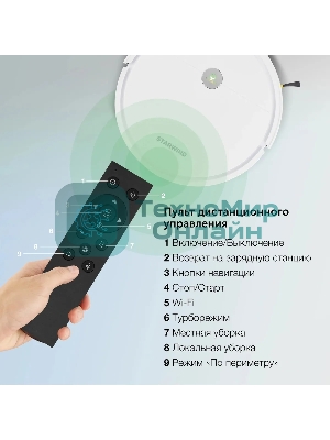 Робот-пылесос Starwind SRV4575 белый, 15 Вт, 2000 мА·ч Li-Ion, уборка влажная/сухая, пылесборник контейнер 0.3 л