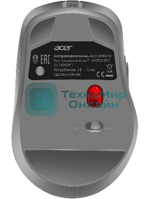 Мышь беспроводная Acer OMR310 темно-серый, 1600 dpi, радиоканал, Bluetooth, USB, кнопки - 7