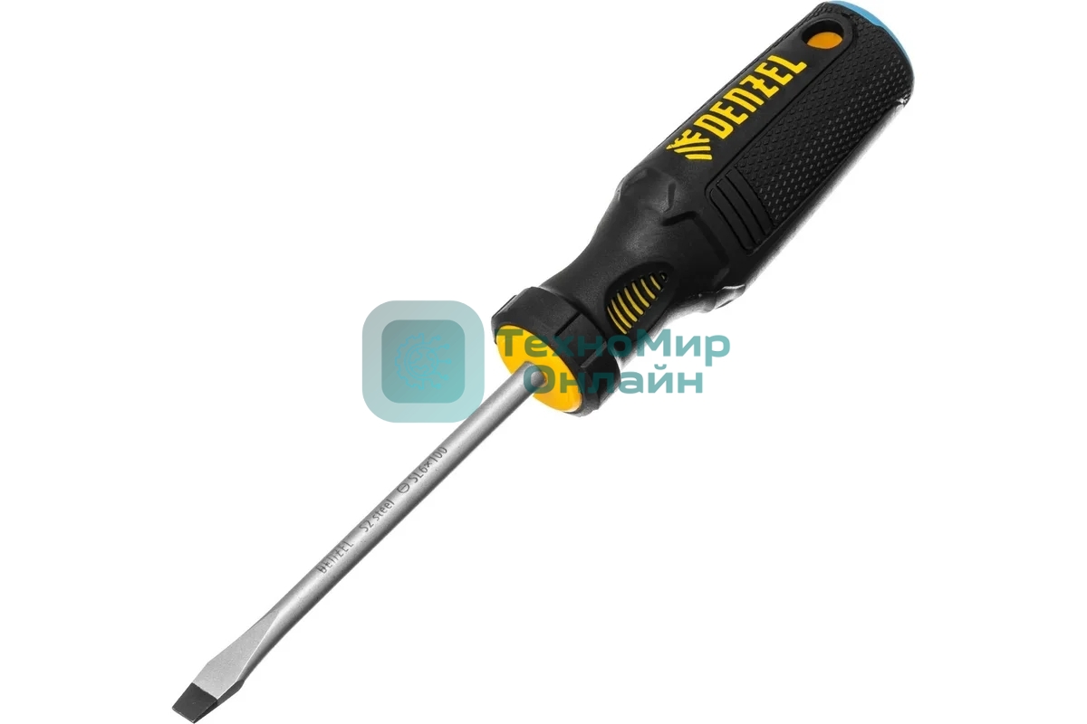 Отвертка Denzel SL6x100 мм, S2, 3к рукоятка