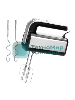 Миксер электрический Galaxy Line GL 2228, серебристый с черным, ручной, 700 Вт, 5 скоростей + режим “Турбо”