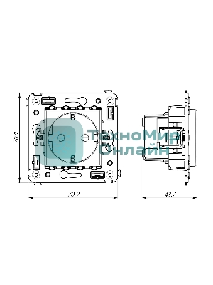 Розетка DKC Avanti 4401003 2P+E со шторками, красный квадрат