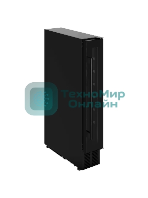 Винный шкаф Kuppersberg RBW 15, встраиваемый, High-Tech, ВхШхГ 87х15х52.5 см, объем 20 л, вместимость 7 бутылок, диапазон температуры 5-20 градусов, механическое открытие двери, LED дисплей, уровень шума 39 дБ, черный