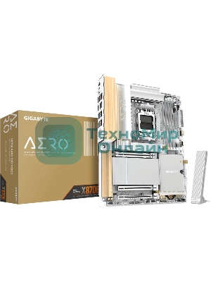 Материнская плата Gigabyte X870E AERO X3D WOOD, AM5, AMD X870E, 4xDDR5, 4xSATA, 4xM.2, 2xPCIe 5.0 x16, 1xPCIe 4.0 x16, 1xHDMI, 2x5Gb LAN, Wi-Fi 7, Bluetooth 5.4, 2xUSB-C 40Gbps (USB4), 1xUSB-C 20Gbps, 5xUSB-A 10Gbps, 3xUSB-A 5Gbps, 3x3.5 мм + S/PDIF оптический, 7.1, вставки из дерева, ATX