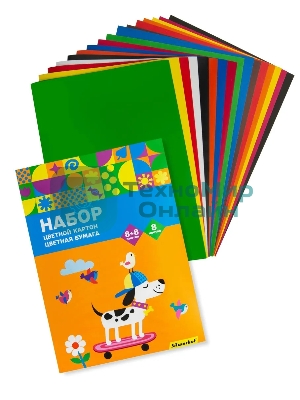 Набор картона/бумаги Silwerhof Скейтбордист 16 лист., 8цв., 230г/м2, 1 дизайн