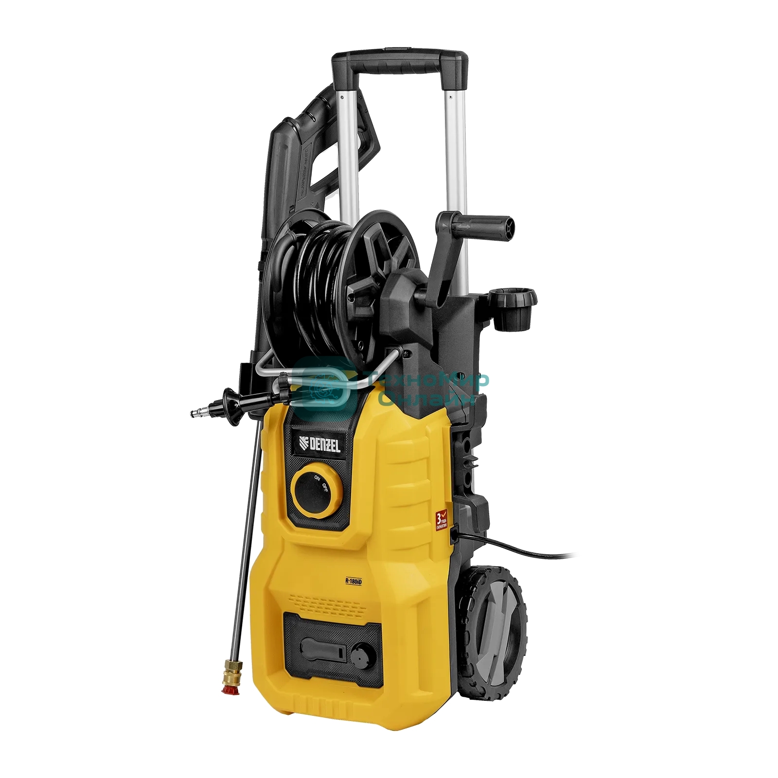 Мойка высокого давления Denzel R-180iD, 2000 Вт, 180 бар, 420 л/ч, асинх. двиг., бараб.
