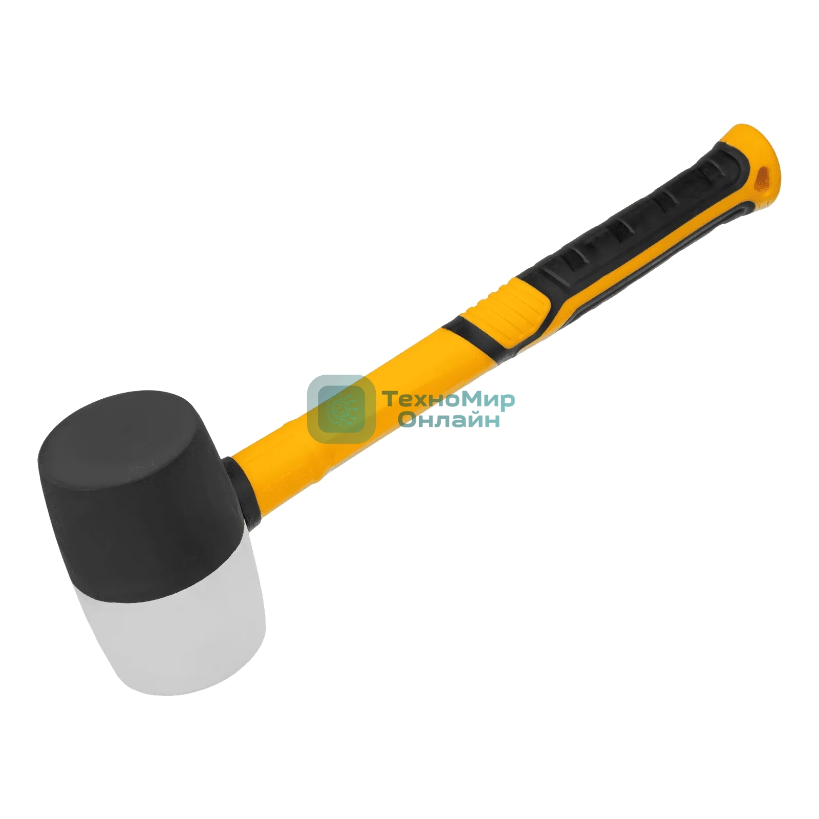 Киянка резиновая Denzel 450 г, черно-белая, фибергласовая рукоятка c TPR покрытием
