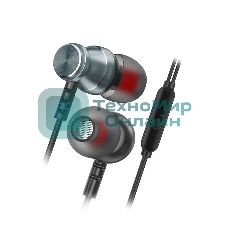 Проводные наушники Smartbuy SBH-026 серый, внутриканальные, Jack 3.5 мм, микрофон на проводе