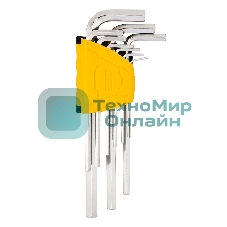 Набор шестигранных ключей Deli DL3590 9 шт. Размер: 1,5-10 мм. Материал: Cr-V. Хромированный.