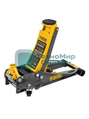 Домкрат гидравлический подкатной Denzel 3 т, 75-500 мм, быстрый подъем, низкий подхват, проф.