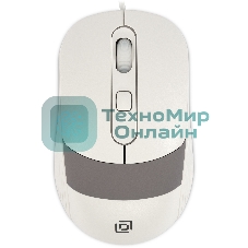Мышь проводная Oklick 310M белый/серый, 2400 dpi, USB, кнопки - 4