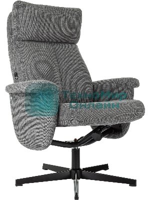 Кресло для дома Бюрократ Baron с пуфом серый, металл черный крестов. (BARON/GREY)