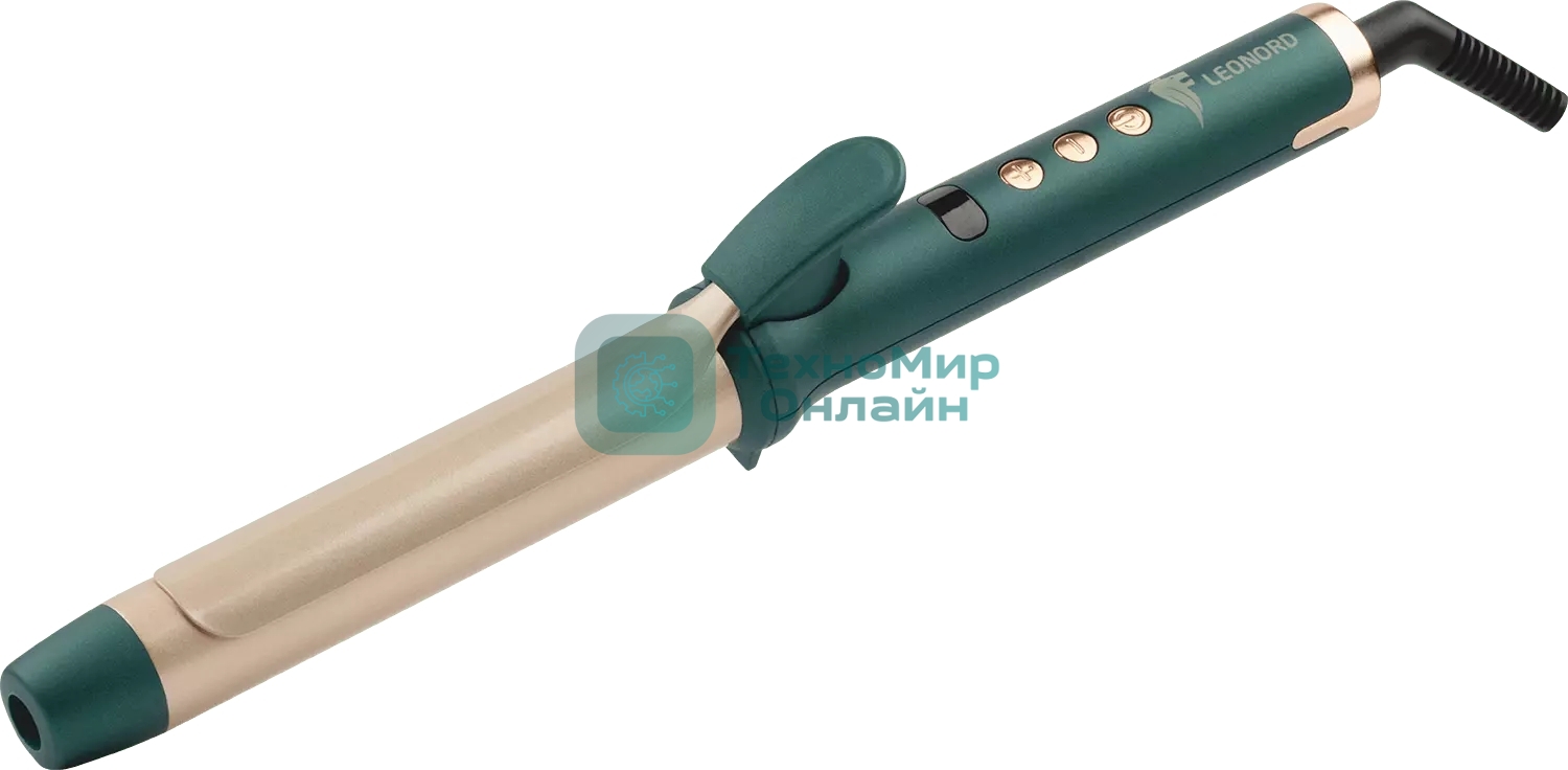 Щипцы для завивки волос Leonord LE-1209 зеленый/золотистый, 28 мм, 200 °C, 6 режимов