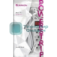 Удлинитель с заземлением Defender L330 16 А, 5 м, заземление, выключатель