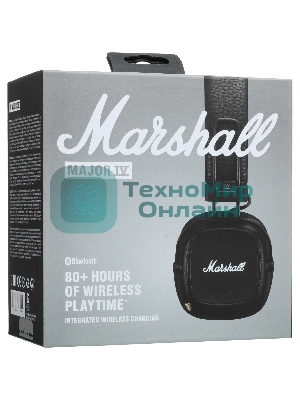 Беспроводные/проводные наушники Marshall Major IV черный, накладные, Bluetooth + проводной, беспроводная зарядка, до 80 ч