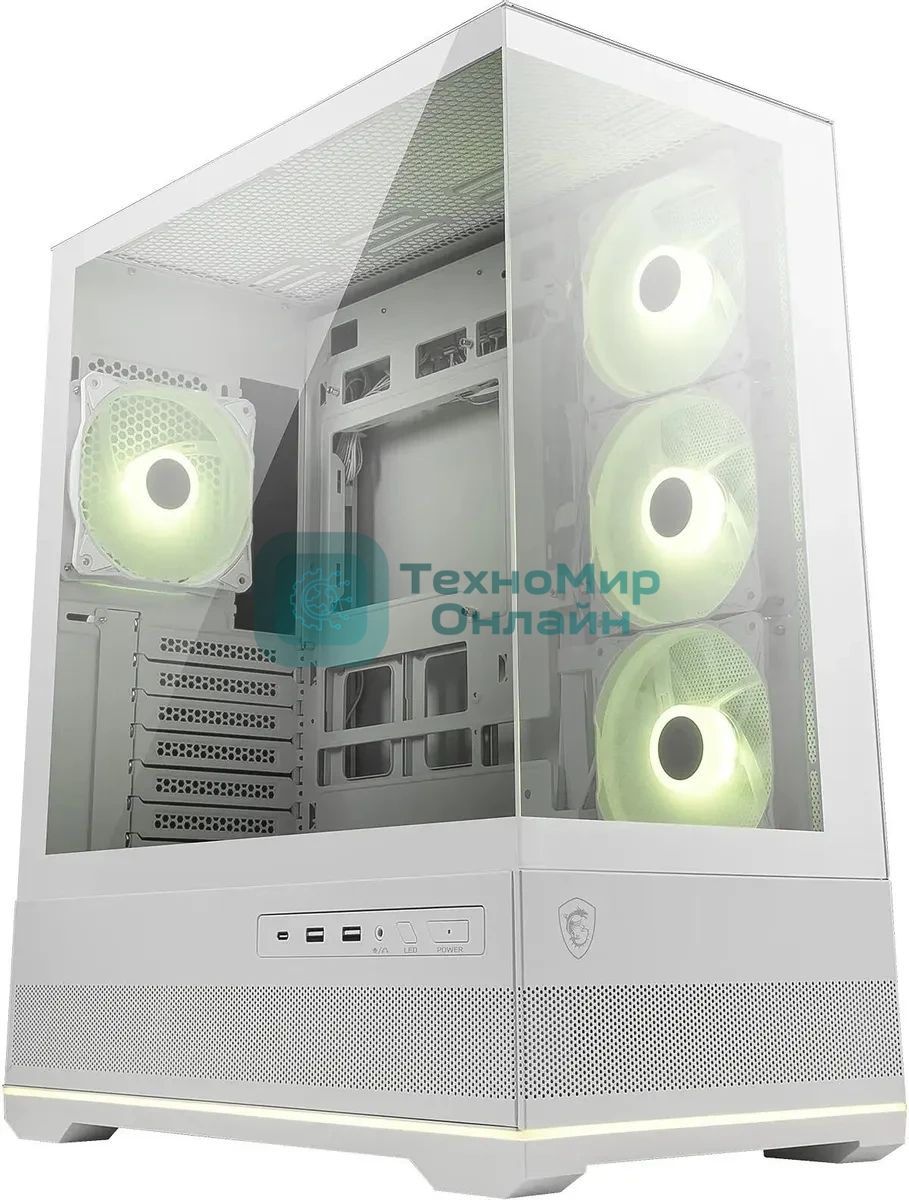Компьютерный корпус MSI MAG Pano 110R PZ белый без БП ATX 6x120мм 7x140мм 2xUSB 3.0 1xUSB3.1 audio AirDuct bott PSU