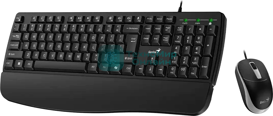 Комплект клавиатура+мышь Genius KM-123 проводной, USB, 1200 DPI, черный