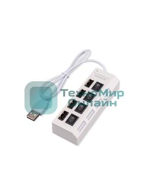 USB-концентратор Gembird UHB-243-ADW, USB 2.0, 4хUSB, USB или внешний адаптер питания