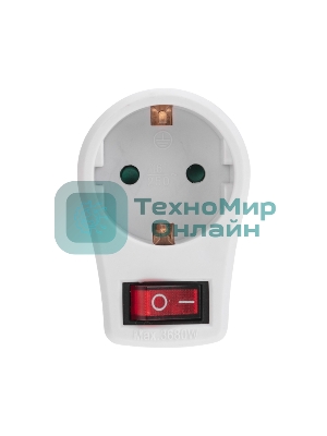 Адаптер сетевой Rexant 16А с выключателем, заземлением и защитными шторками, белый