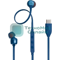 Проводные наушники JBL Tune 310C синий, внутриканальные, микрофон