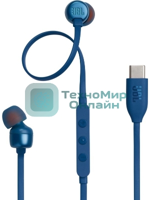 Проводные наушники JBL Tune 310C синий, внутриканальные, микрофон