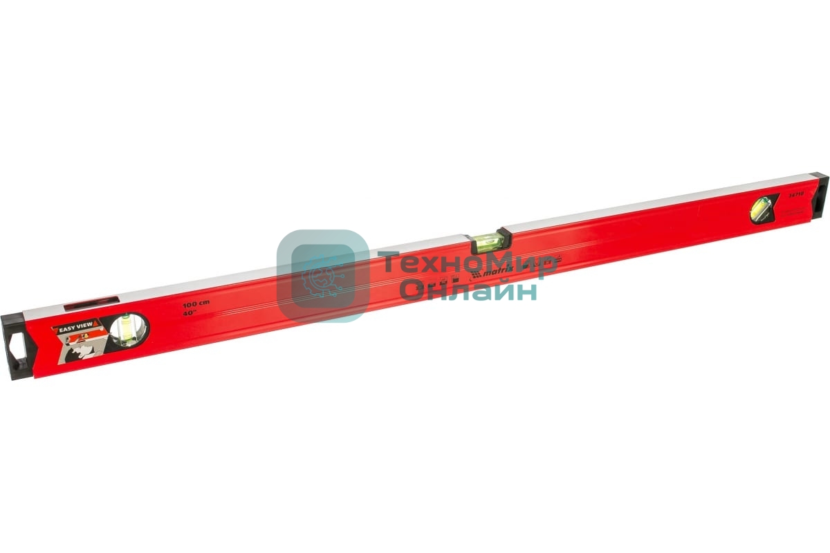 Уровень алюминиевый Matrix магнитный, 1000 мм, фрезерованный, 3 глазка, усиленный