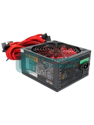 Блок питания Ginzzu PC800 Red, 800Вт, 80 PLUS, 140мм, черный/красный