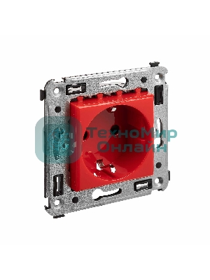 Розетка DKC Avanti 4401003 2P+E со шторками, красный квадрат