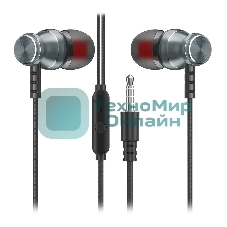 Проводные наушники Smartbuy SBH-026 серый, внутриканальные, Jack 3.5 мм, микрофон на проводе