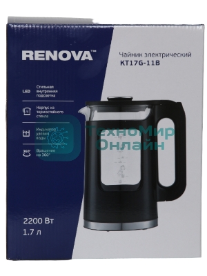 Чайник электрический Renova KT17G-11B Термостойко стекло