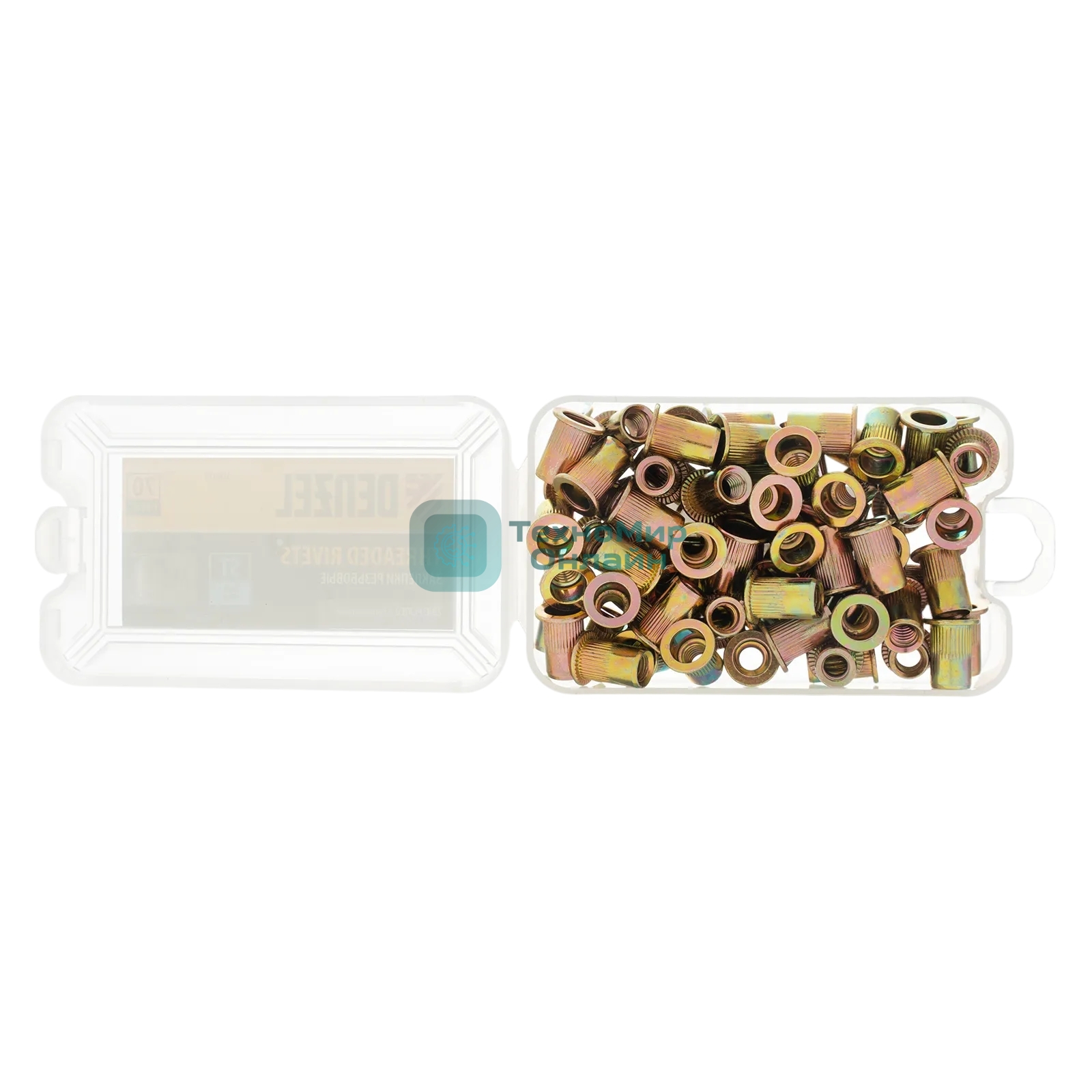 Заклепки резьбовые Denzel стальные, оцинкованные, М6, пластиковый кейс, 70 шт.