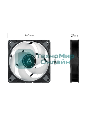 Комплект вентиляторов для корпуса Arctic P14 PWM PST A-RGB (3 шт.) черный, 140 мм, 1900 об/мин, 22.5 дБ, 4 pin