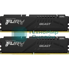 Оперативная память Kingston Fury Beast, DDR5, 16Gb (2x8Gb), 6000MHz, CL30, DIMM, с радиаторами, черный