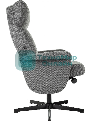 Кресло для дома Бюрократ Baron с пуфом серый, металл черный крестов. (BARON/GREY)