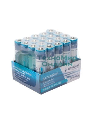 Батарейки щелочные/алкалиновые Gembird Gb-LR03-20B, тип AAA, 20шт, коробка