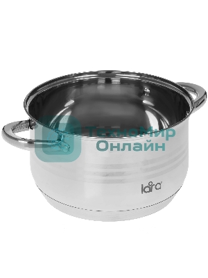 Кастрюля LARA LR02-583 SONATA 24x14,5 см, 6.5 л, нержавеющая сталь, индукция, с крышкой