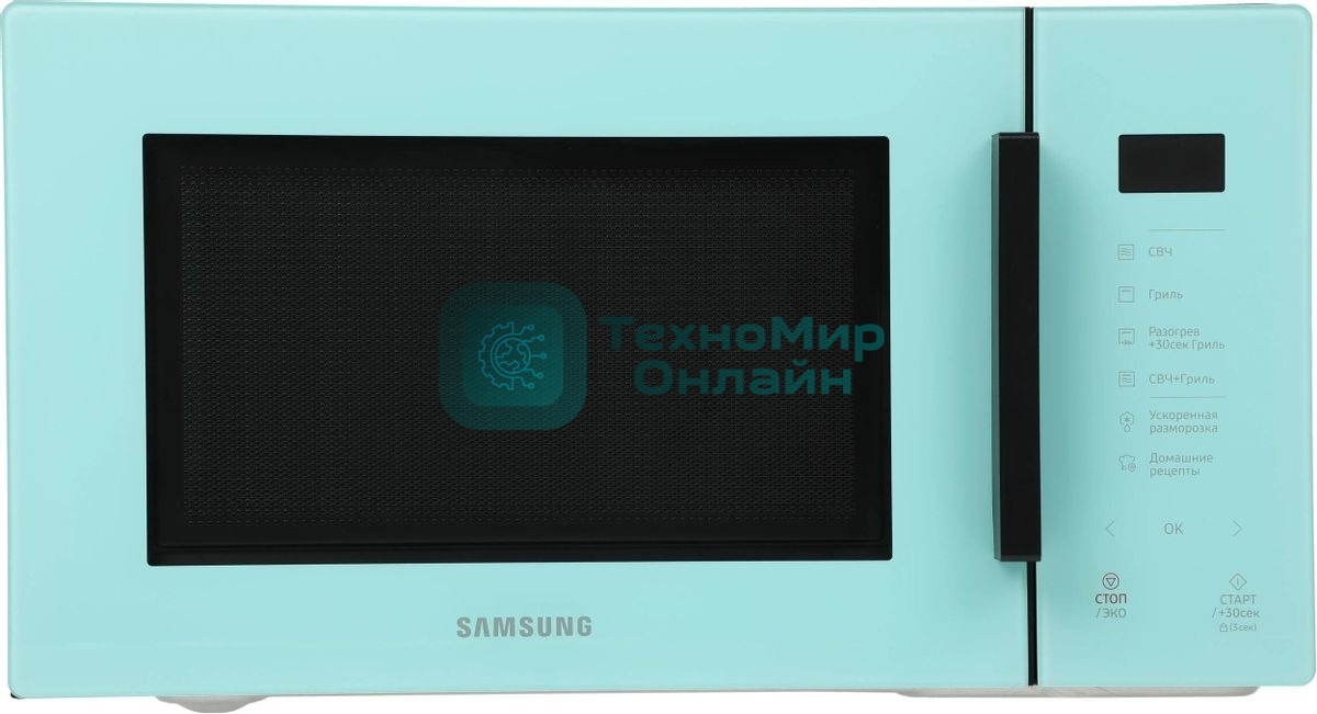 Микроволновая печь Samsung MG23T5018AN/BW голубой, 23 л, 800 Вт, переключатели - сенсор