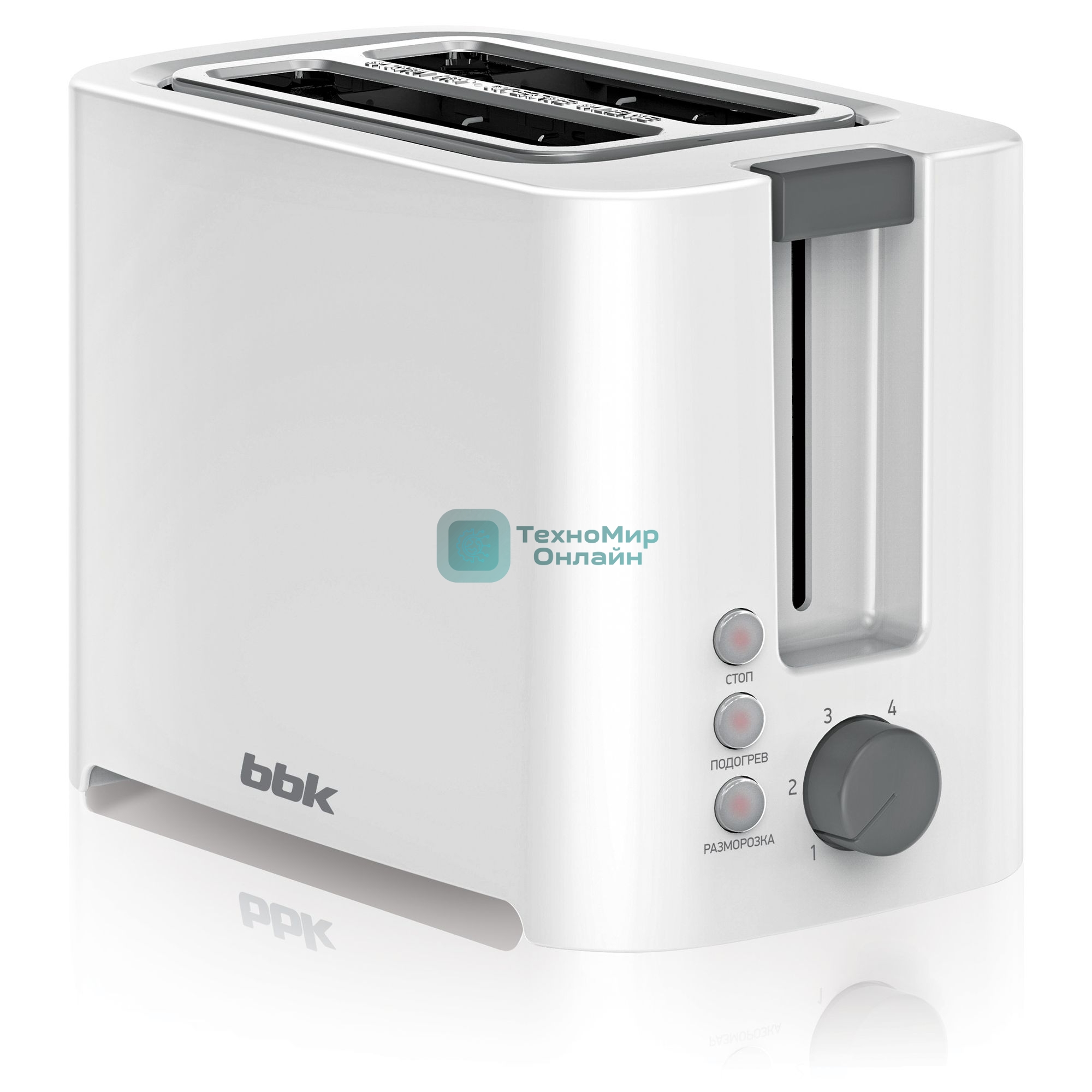 Тостер BBK TR81M белый, 800 Вт, 2 слота