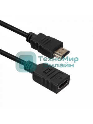 Кабель-удлинитель для HDMI ACD-DHHF1-50B HDMI 1.4, Golden Plated,19m/19f, HDMI extension, черный, 5м (74229)