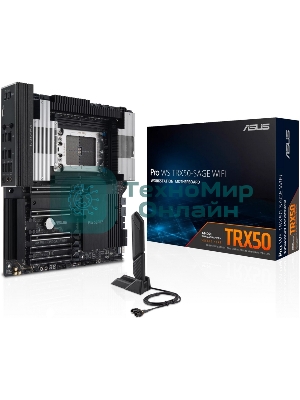 Материнская плата ASUS Pro WS TRX50-SAGE WIFI, sTR5, AMD TRX50, 4xDDR5, 4xSATA, 3xM.2, 1xSlimSAS, 1xPCI-E 5.0 x8, 1xPCI-E 4.0 x16, 1xPCI-E 4.0 x4, 2x 10Gb LAN, 2xUSB-A 2.0, 6xUSB-A 3.2 Gen 2, 1xUSB-C 3.2 Gen 2x2, 2x3.5 мм, 5.1, E-ATX