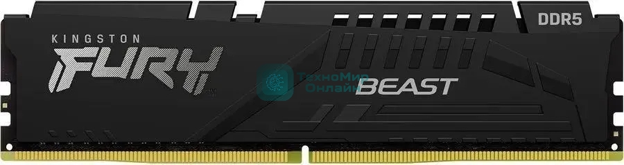 Оперативная память Kingston Fury Beast, DDR5, 16Gb (1x16GB), 5600MHz, CL36, DIMM, с радиатором, черный
