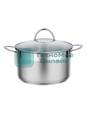 Кастрюля Maunfeld GERDA MCS44S07 из нержавеющей стали со стеклянной крышкой, 22 см, 4,4 л.