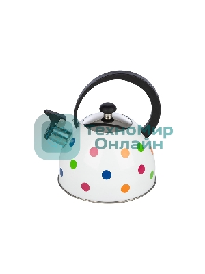 Чайник для плиты со свистком MAL-0403 2,2 литра, окрашенный в горошек, из нерж. стали, капсулированное дно