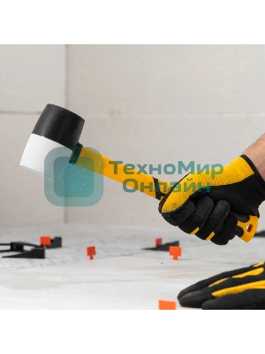 Киянка резиновая Denzel 450 г, черно-белая, фибергласовая рукоятка c TPR покрытием