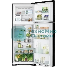 Холодильник Hitachi HRTN7489DF GBKCS черный стекло двухкамерный инвертер 345/105л морозилка сверху, No Frost