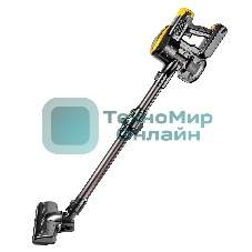 Пылесос вертикальный Brayer BR4273 серый/желтый, питание от аккумулятора, 350 Вт, уборка сухая, пылесборник 0,8 л
