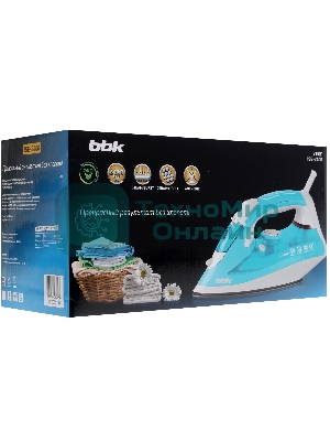 Утюг BBK ISE-2400 бирюзовый/белый, 2400 Вт, 35 г/мин, 140 г/мин, 280 мл